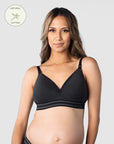 HOTMILK UK MATERNITY ELEVATE COTTON BLACK T-SHIRT NURSING BRA - WIREFREE