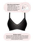Technical Features of Caress Bamboo Wirefree Nursing Bra in Black