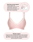 Technical features of the Caress Bamboo Wirefree Nursing Bra in Lotus Pink