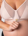 Flawless Full Cup Plunge Nursing Bra Cashmere - Lifestyle View - Maternity & Breastfeeding Bra Larger Busts - Hotmilk Lingerie