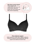 Forever Yours T-Shirt Nursing Bra Black - Technical Features - Maternity Breastfeeding Bra Features - Hotmilk Lingerie