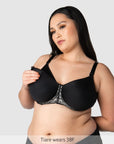 Obsession T-Shirt Nursing Bra Black - Nursing Clip Detail - Maternity Bra Easy Access Clip - Hotmilk Lingerie