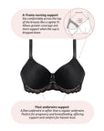 Obsession T-Shirt Nursing Bra Black - Technical Features - Maternity Breastfeeding Bra Features - Hotmilk Lingerie