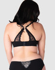 The Temptation Black Maternity and Nursing Bra features fully adjustable straps and a convertible racerback, providing versatile support to match your preferred style. With a sultry lace back, Hotmilk Lingerie are experts in crafting nursing bras that combine sexiness and functionality