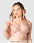 Warrior 2.0 Plunge Nursing Bra Bronze - Nursing Clip Detail - Maternity Plunge Bra Magnetic Nursing Clip - Hotmilk Lingerie