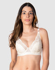 Kami, mother of two, relishes the comfort and lift provided by Hotmilk's Warrior Plunge Black Flexiwire Maternity and Nursing Bra. With its plunging neckline, stylish graphic lace accentuating a half contour cup, this bra seamlessly combines allure with functionality. The inclusion of magnetic nursing clips adds a contemporary touch to this innovative nursing bra. Perfect set for maternity photoshoots.