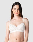 Meet Emily, a proud mama of 1, embracing the Warrior Soft Cup Ivory wirefree nursing and maternity bra. Engineered with multifit cups to accommodate the changing contours of the body during maternity and postpartum, this Hotmilk Lingerie UK creation draws on over 18 years of expertise. Experience the perfect blend of comfort and support tailored to enrich your breastfeeding journey