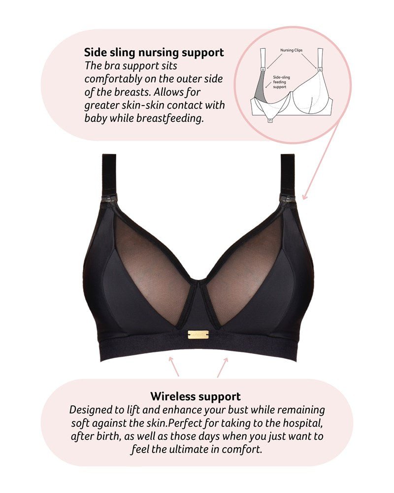 Flawless Full Cup Plunge Nursing Bra - Black - Hotmilk Lingerie