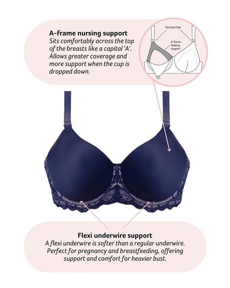 Obsession T-Shirt Nursing Bra - Navy - Hotmilk Lingerie