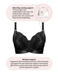 Warrior 2.0 FlexFit Nursing Bra Black - Technical Features - Wirefree Maternity Breastfeeding Bra Features - Hotmilk Lingerie