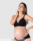 Ambition T-Shirt Nursing Bra Black - Front View - Maternity & Breastfeeding T-Shirt Bra - Hotmilk Lingerie