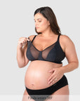 Flawless Full Cup Plunge Nursing Bra Black - Nursing Clip Detail - Maternity Bra Easy Access Clip Larger Busts - Hotmilk Lingerie