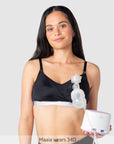 Freedom Pump Bra Black - Lifestyle View - Hands-Free Pumping & Breastfeeding Bra with Magnetic Clip - Hotmilk Lingerie