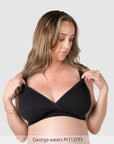 My Comfort FlexFit Bra Black - Nursing Clip Detail - Seamless Maternity Bra Easy Access Clip - Hotmilk Lingerie
