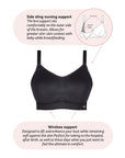 My Everyday FlexFit Nursing Bra Black Busty - Technical Features - Seamless Maternity Bra Features - Hotmilk Lingerie