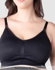 My Necessity 2.0 FlexFit Nursing Bra Black Busty - Crop View - Seamless Maternity Bra for Larger Busts - Hotmilk Lingerie