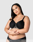 Obsession T-Shirt Nursing Bra Black - Front View - Maternity & Breastfeeding Bra Larger Busts - Hotmilk Lingerie
