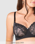 Temptation Full Cup Nursing Bra Black - Crop View - Maternity & Breastfeeding Bra Larger Busts - Hotmilk Lingerie