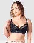 Warrior Plunge 2.0 Nursing Bra Black - Nursing Clip Detail - Maternity Plunge Bra Magnetic Nursing Clip - Hotmilk Lingerie
