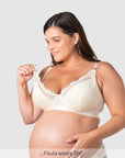Warrior Plunge 2.0 Nursing Bra Ivory - Nursing Clip Detail - Maternity Plunge Bra Magnetic Nursing Clip - Hotmilk Lingerie