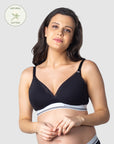 HOTMILK MATERNITY UK ICON COTTON BLACK T-SHIRT NURSING BRA - WIREFREE