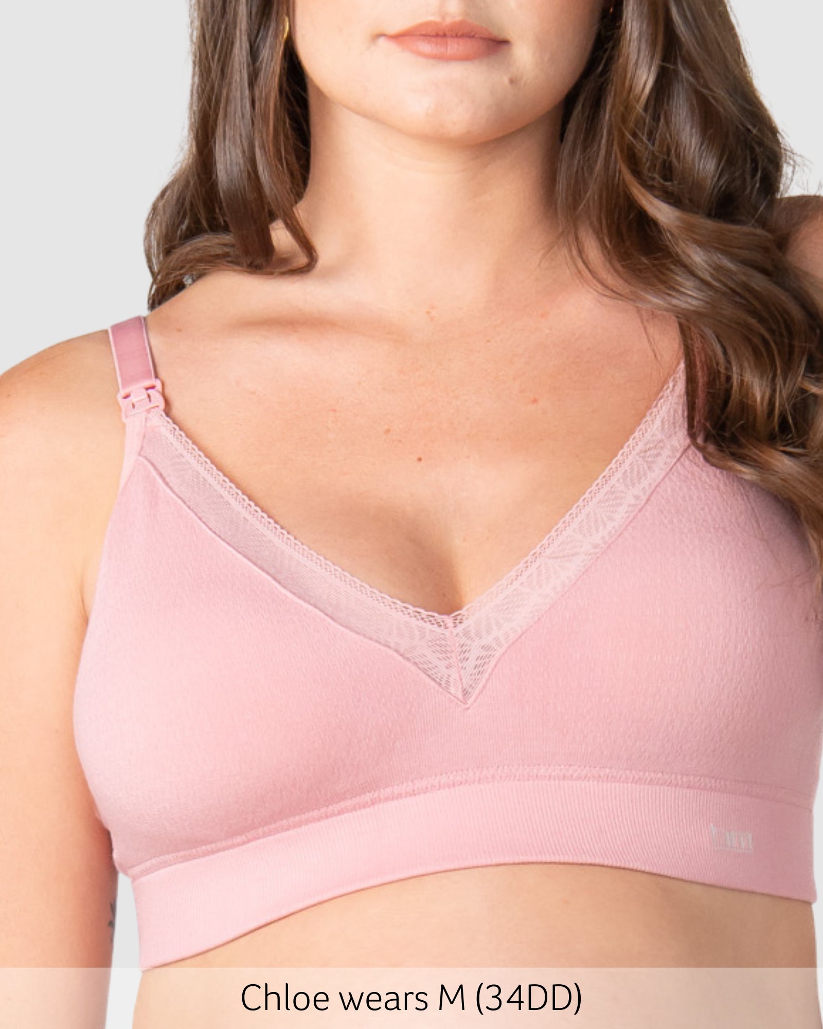 Caress petal pink nursing bra by Hotmilk for pregnancy and breastfeeding.