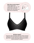 Caress FlexFit Nursing Bra Black - Technical Features - Bamboo Maternity Breastfeeding Bra Features - Hotmilk Lingerie