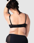 Rear view of Hotmilk Lingerie UK's Enlighten Balconette maternity, nursing, and breastfeeding bra, featuring 6 rows of hook and eye closures for flexible and supportive fit