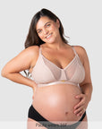 Flawless Full Cup Plunge Nursing Bra Cashmere - Front View - Maternity Bra for Larger Busts - Hotmilk Lingerie