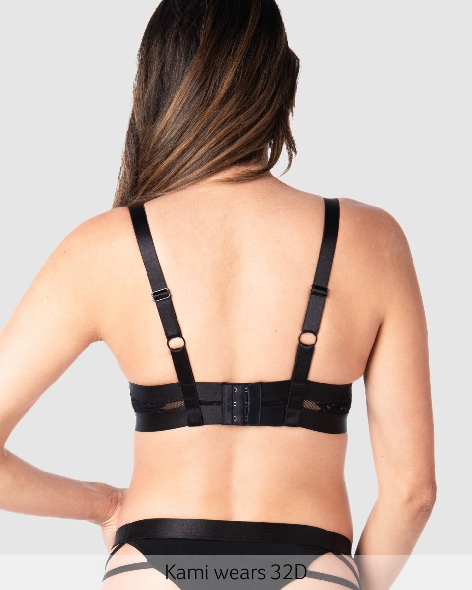 Goddess Plunge Lace Nursing Bra - Black - Hotmilk Lingerie
