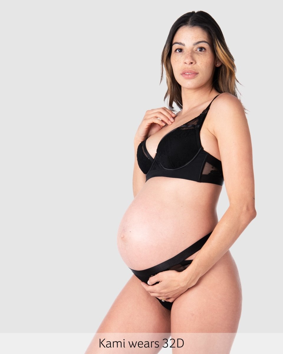 Goddess Plunge Lace Nursing Bra - Black - Hotmilk Lingerie