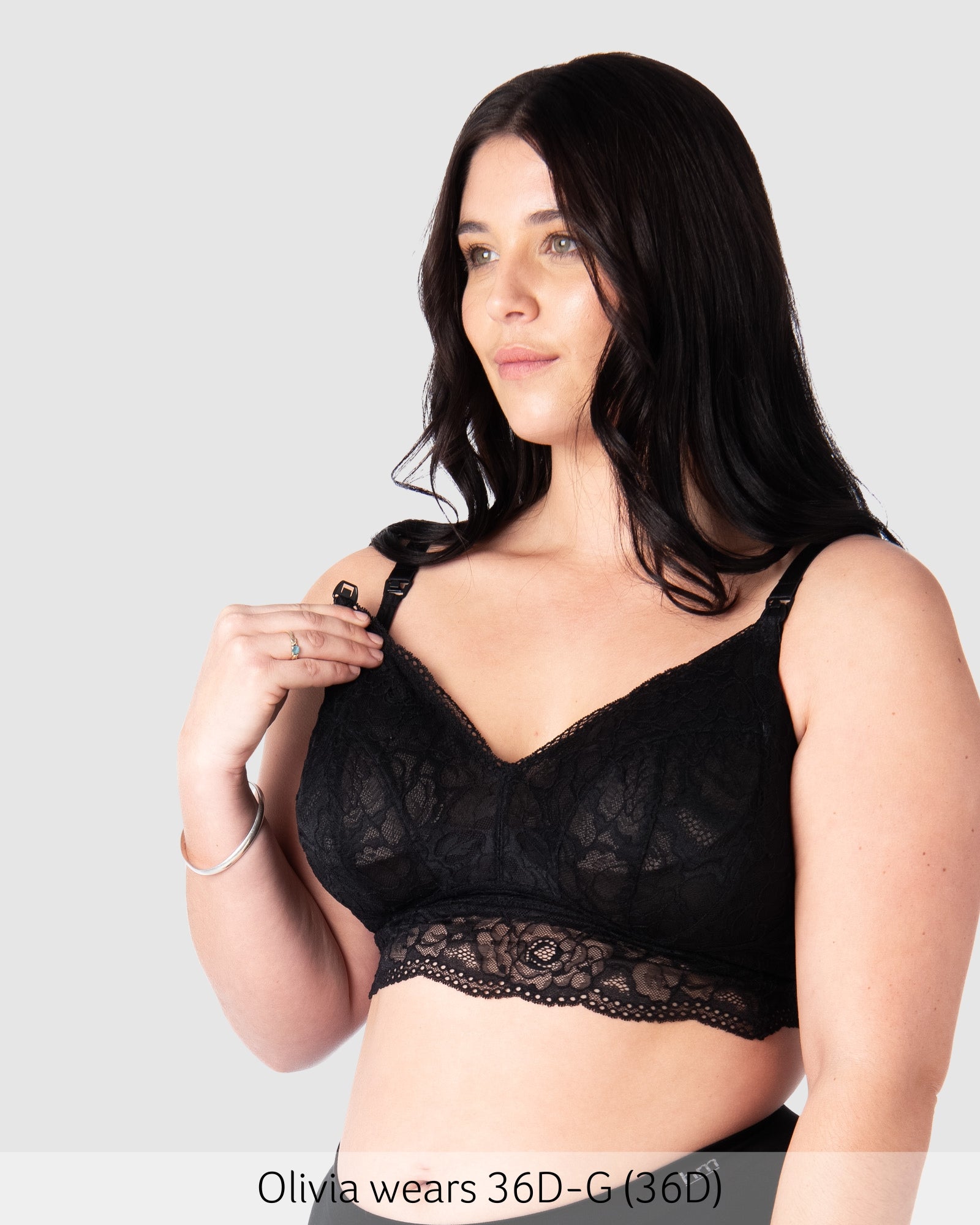Nursing clip featured on Heroine Wirefree Nursing Bralette in Black