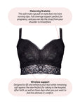Technical features of Heroine Wirefree Maternity Bralette in Black