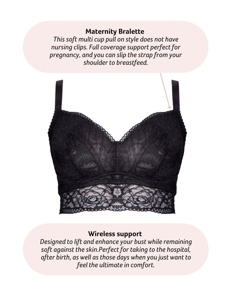 Heroine Multifit Maternity Bralette - Black - Hotmilk Lingerie