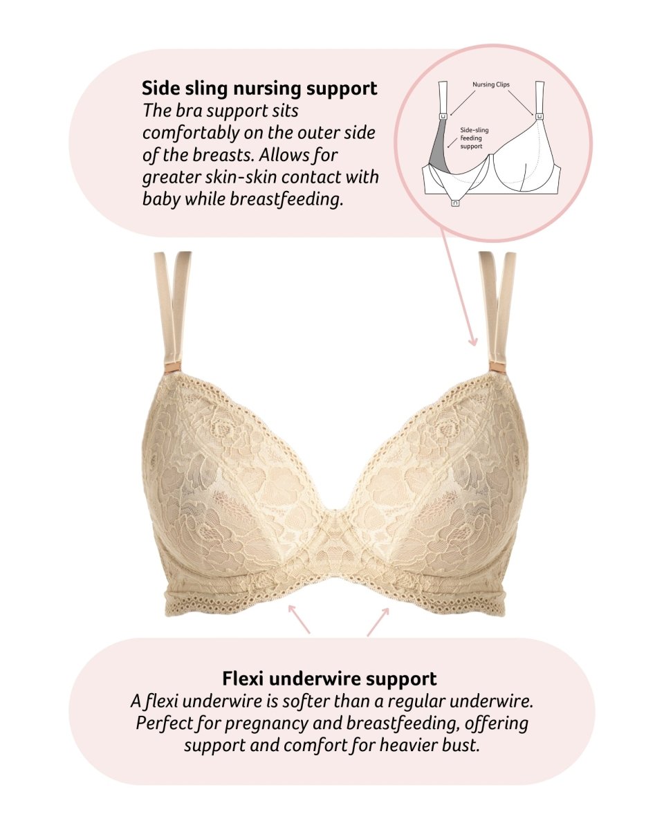 Heroine Plunge Nursing Bra - Sand - Hotmilk Lingerie