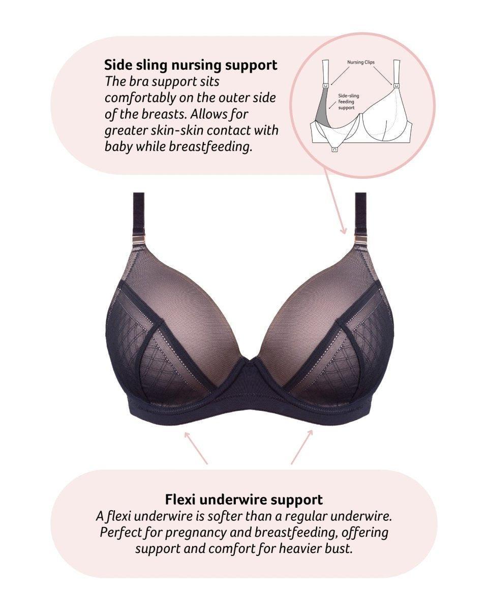 Lunar Eclipse T-Shirt Nursing Bra - Black - Hotmilk Lingerie