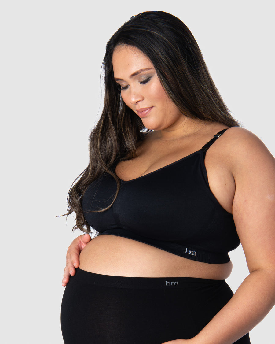 HOTMILK UK MY NECESSITY BLACK MULTIFIT FULL CUP - WIREFREE MATERNITY AND NURSING BRA