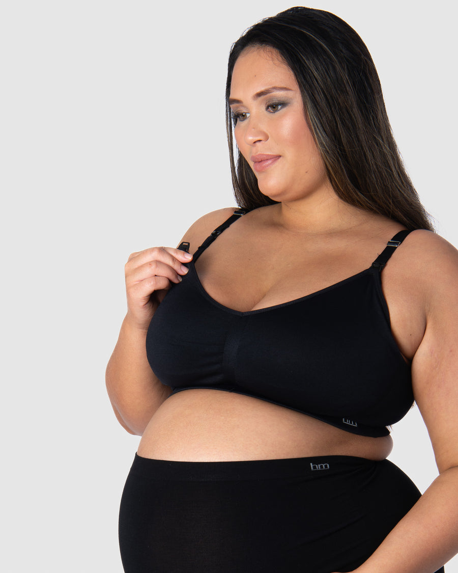 HOTMILK UK MY NECESSITY BLACK MULTIFIT FULL CUP - WIREFREE MATERNITY AND NURSING BRA