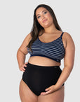 HOTMILK UK MY NECESSITY NAVY STRIPE MULTIFIT FULL CUP MATERNITY AND NURSING WIREFREE