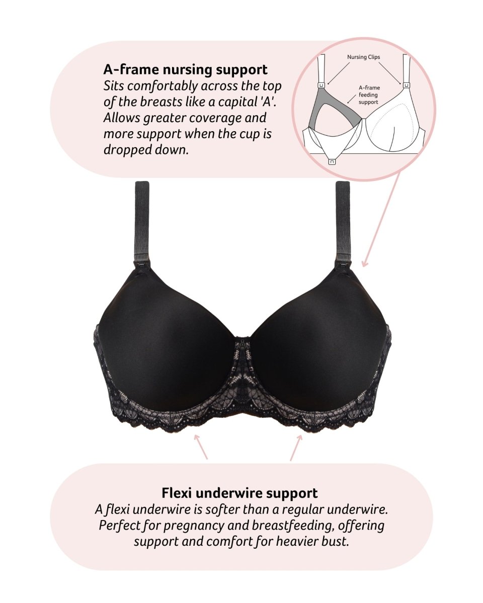 Obsession T-Shirt Nursing Bra - Black - Hotmilk Lingerie