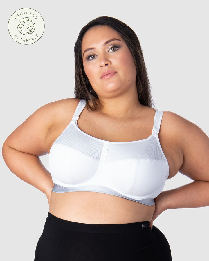 HOTMILK UK REACTIVATE SPORTS WHITE NURSING MATERNITY BRA - FLEXI UNDERWIRE