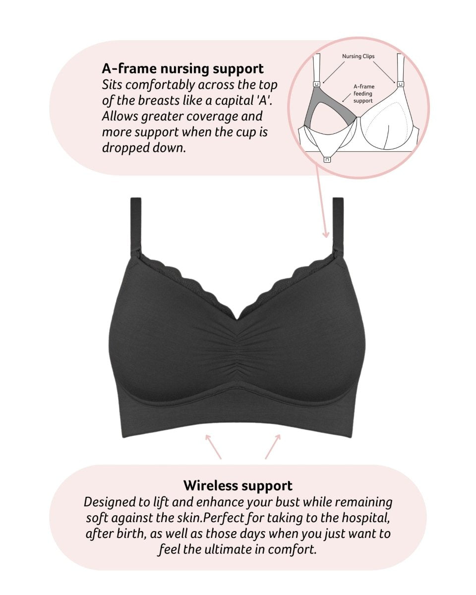 Serenity Bamboo Nursing Bra - Black - Hotmilk Lingerie
