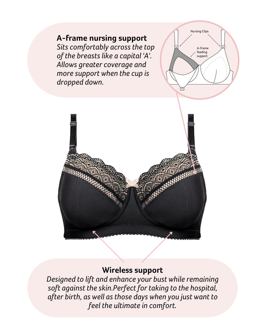 Features of Show Off Wirefree Nursing Bra in Black