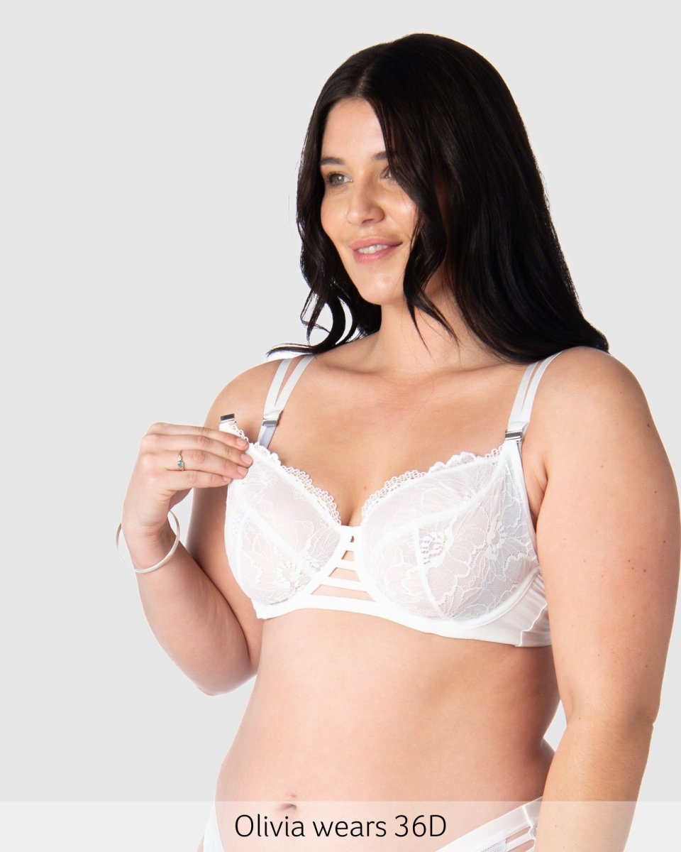 True Luxe Plunge Nursing Bra - White - Hotmilk Lingerie