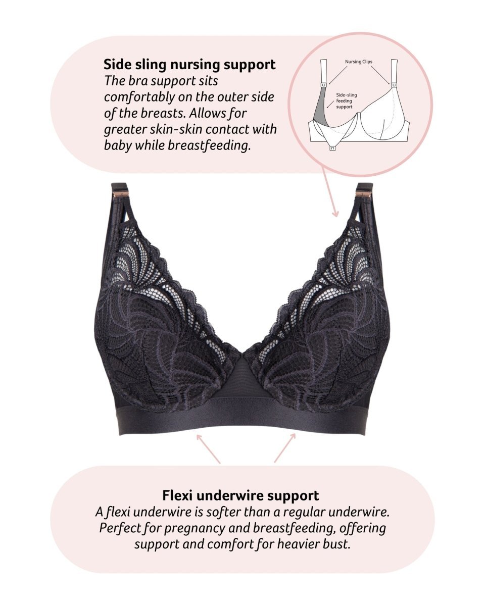 Warrior Plunge 2.0 Nursing Bra - Black - Hotmilk Lingerie