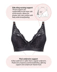 Warrior Plunge 2.0 Nursing Bra Black - Technical Features - Eco Maternity Plunge Bra Features - Hotmilk Lingerie