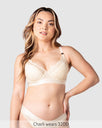 Warrior Plunge 2.0 Nursing Bra Ivory - Main View - Eco Maternity Plunge Bra with Magnetic Clip - Hotmilk Lingerie