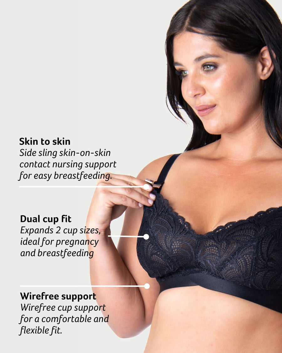 WARRIOR SOFT CUP BLACK MULTIFIT NURSING BRA - WIREFREE