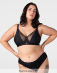 Flawless Full Cup Plunge Nursing Bra Black - Alt Lifestyle View - Maternity & Breastfeeding Full Cup Bra - Hotmilk Lingerie