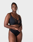 Flawless Full Cup Plunge Nursing Bra Black - Lifestyle View - Maternity & Breastfeeding Bra Larger Busts - Hotmilk Lingerie